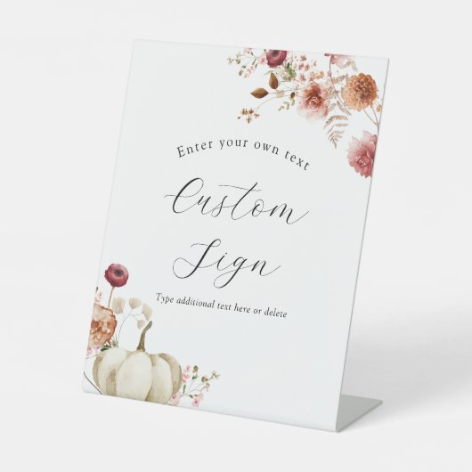 カボチャとブルゴーニュフローラカスタム文字標識 台座サイン (正面)