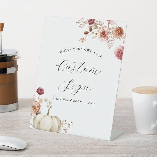 カボチャとブルゴーニュフローラカスタム文字標識 台座サイン (インサイチュ)