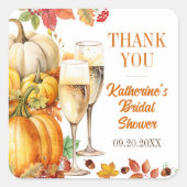 カボチャとプロセッコの花嫁の結婚前パーティー スクエアシール (正面)
