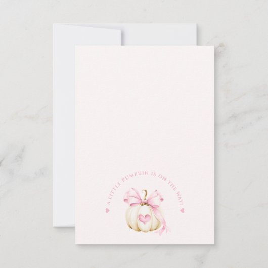 カボチャとボウズ女の子ベビーシャワーサンキューカード サンキューカード (裏面)