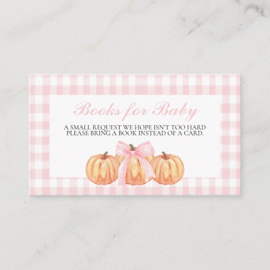 カボチャとボウピンクのプライド本のベビー エンクロージャーカード (正面)
