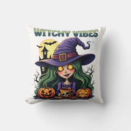カボチャとポーションのウィッチーな雰囲気 クッション (正面)