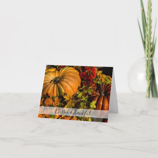 カボチャとムームのアレンジメント感謝祭 シーズンカード (正面)