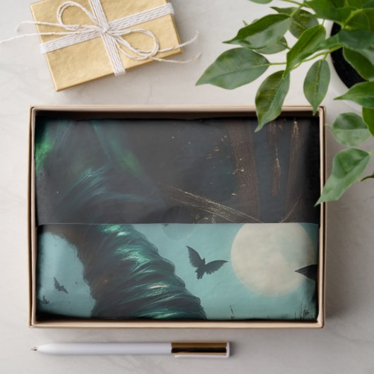 カボチャとムーンライトのゴシックハロウィーンの魔女 薄葉紙 (ギフト)