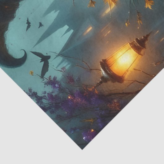 カボチャとムーンライトのゴシックハロウィーンの魔女 薄葉紙 (詳細)