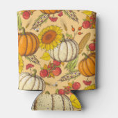 カボチャとメープル葉のパターン。 缶クーラー (裏面)