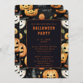 カボチャとモンスター – ハロウィーン招待状カード 招待状 (正面/裏面)