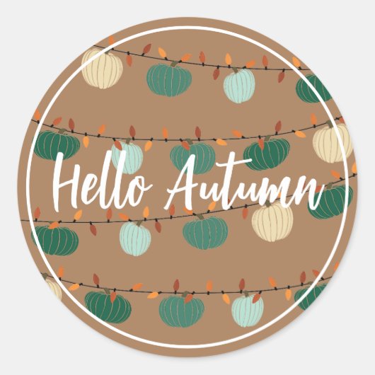 カボチャとライト ラウンドシール (正面)