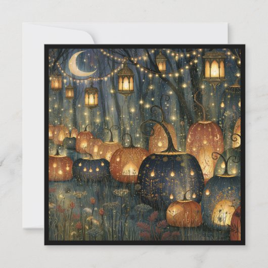 カボチャとランタンのハロウィンパーティー招待状 シーズンカード (正面)