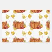 カボチャとリンゴと紅葉。収穫のために ラッピングペーパーシート (正面3)