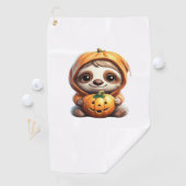 カボチャと可愛いナマケモノIハロウィーン漫画 ゴルフタオル (インサイチュ)