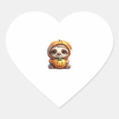 カボチャと可愛いナマケモノIハロウィーン漫画 ハートシール (正面)