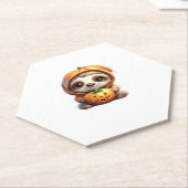 カボチャと可愛いナマケモノIハロウィーン漫画 ペーパーコースター (アングル)