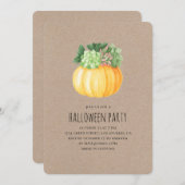 カボチャと多肉株。ハローウィンパーティ。素朴 招待状 (正面/裏面)