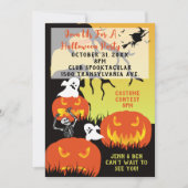 カボチャと幽霊がハロウィンパーティーにご招待 招待状 (正面)