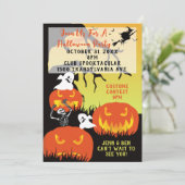 カボチャと幽霊がハロウィンパーティーにご招待 招待状 (スタンド正面)