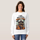 カボチャと幽霊のハロウィーンおもしろい! スウェットシャツ (正面フル)