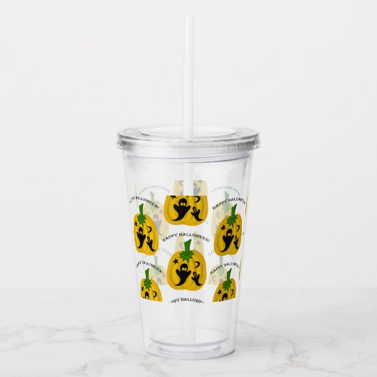 カボチャと幽霊 アクリルタンブラー (正面)
