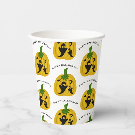 カボチャと幽霊 紙コップ (正面)