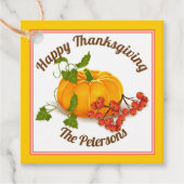 カボチャと果実イエロー秋ハッピーサンクスギビング フェイバータグ (正面)