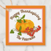 カボチャと果実オレンジ秋ハッピーサンクスギビング フェイバータグ (正面)