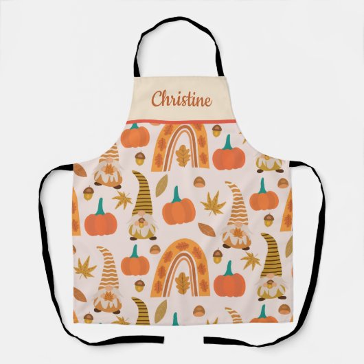 カボチャと格言名の感謝祭離れの エプロン (正面)
