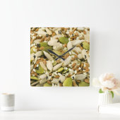 カボチャと混合シード時計 スクエア壁時計 (ホーム)