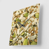 カボチャと混合シード時計 スクエア壁時計 (傾斜)