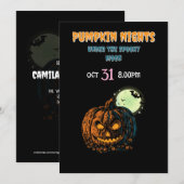 カボチャと満月とハロウィン 招待状 (正面/裏面)