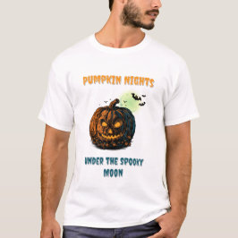 カボチャと満月とハロウィン Tシャツ