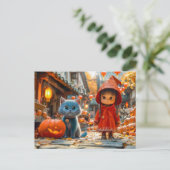 カボチャと猫のハロウィンマジック シーズンポストカード (スタンド正面)