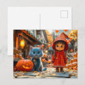 カボチャと猫のハロウィンマジック シーズンポストカード (正面/裏面)