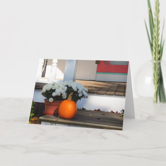 カボチャと白いマム – Martha's Vineヤード カード (正面)