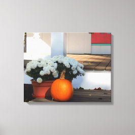 カボチャと白いマム – Martha's Vineヤード キャンバスプリント