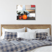 カボチャと白いマム – Martha's Vineヤード キャンバスプリント (インサイチュ (寝室))