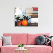 カボチャと白いマム – Martha's Vineヤード キャンバスプリント (インサイチュ (リビング))