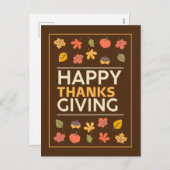 カボチャと秋とニース葉感謝祭 シーズンポストカード (正面/裏面)