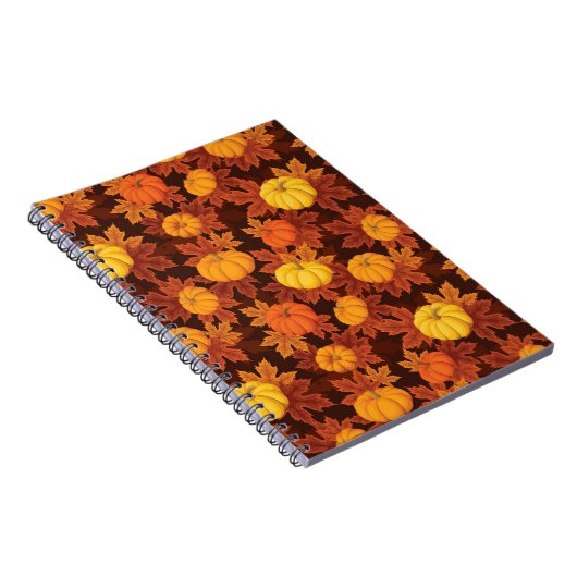 カボチャと秋のカエデの模様 ノートブック (右側)