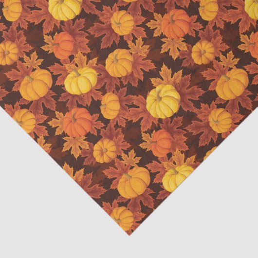 カボチャと秋のカエデの模様 薄葉紙 (詳細)