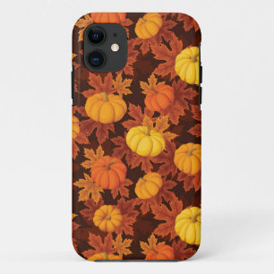 カボチャと秋のカエデの模様 iPhone 11 ケース