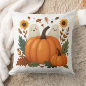 カボチャと秋のレアが登場する可愛いハロウィン幽霊 クッション (ブランケット)