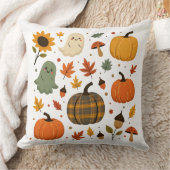 カボチャと秋のレアが登場する可愛いハロウィン幽霊 クッション (ブランケット)