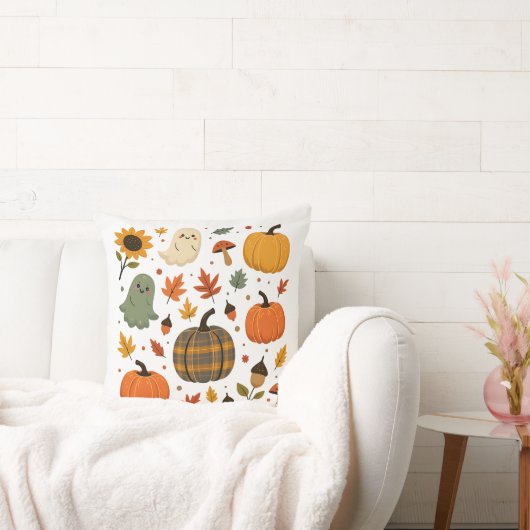 カボチャと秋のレアが登場する可愛いハロウィン幽霊 クッション (ソファ)