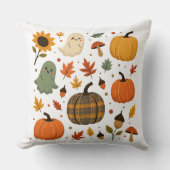 カボチャと秋のレアが登場する可愛いハロウィン幽霊 クッション (正面)