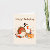 カボチャと秋の感謝祭のトルコ離れ カード (正面)