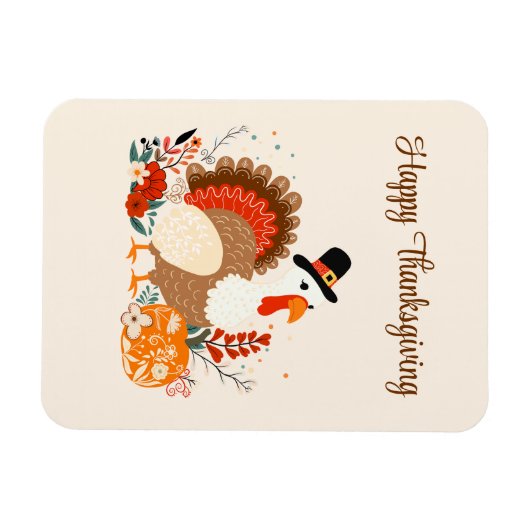 カボチャと秋の感謝祭のトルコ離れ マグネット (横)