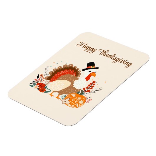 カボチャと秋の感謝祭のトルコ離れ マグネット (左側)