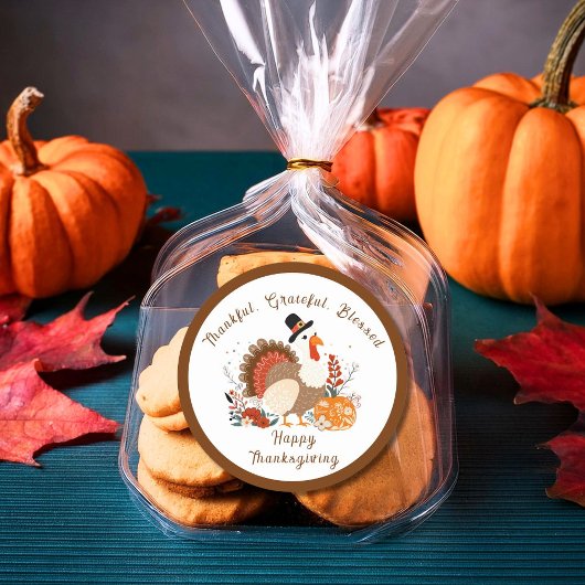 カボチャと秋の感謝祭のトルコ離れ ラウンドシール