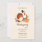カボチャと秋の紅葉で感謝祭の七面鳥 招待状 (正面)