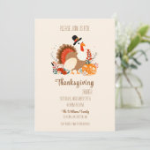 カボチャと秋の紅葉で感謝祭の七面鳥 招待状 (スタンド正面)